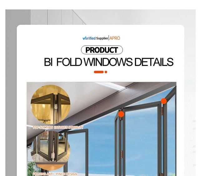 Fenêtre verticale se pliante, fenêtre en aluminium de pliage de balcon, fenêtre en aluminium de pliage de cuisine, fenêtre en aluminium de pli de Bi